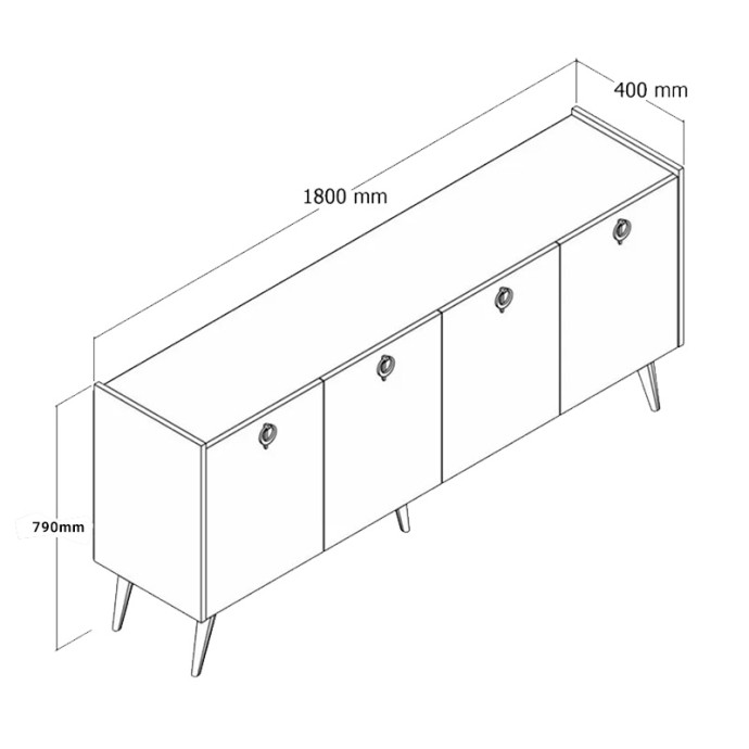 JESLIE ΜΠΟΥΦΕΣ ΜΕΛΑΜΙΝΗΣ OAK-ΑΝΘΡΑΚΙ 180X40X79ΕΚ