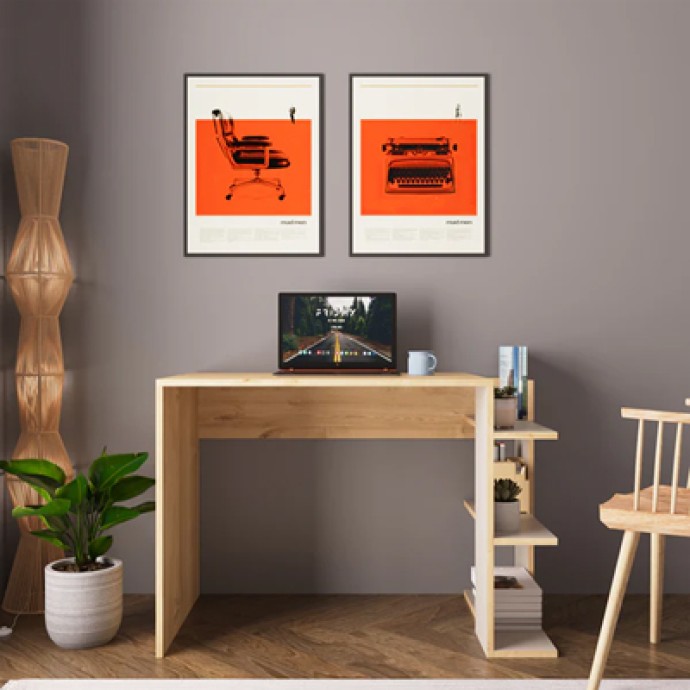 TOSKA ΓΡΑΦΕΙΟ ΕΡΓΑΣΙΑΣ 114X56X76ΕΚ OAK- SANDSTONE ΑΠΟΧΡΩΣΗ 