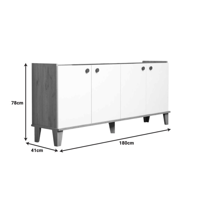 ΜΠΟΥΦΕΣ LETHAK 180X41X78ΕΚ ΣΕ OAK-ΛΕΥΚΗ ΑΠΟΧΡΩΣΗ 