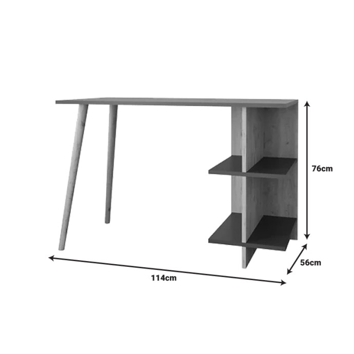 ΓΡΑΦΕΙΟ ΕΡΓΑΣΙΑΣ VOLET 114X56X76ΕΚ ΣΕ OAK- ΑΝΘΡΑΚΙ ΑΠΟΧΡΩΣΗ 