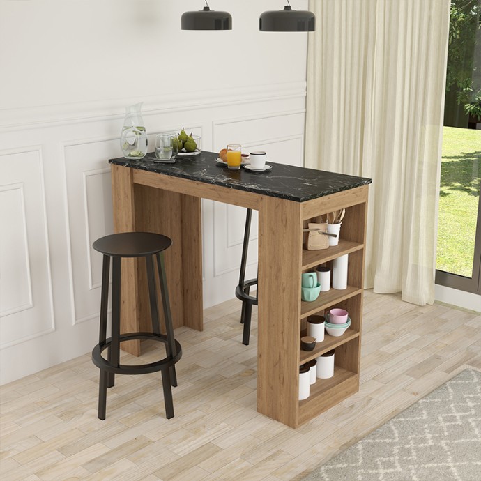 ΤΡΑΠΕΖΙ ΜΠΑΡ BIRMA 120X51.5X102ΕΚ OAK ΑΠΟΧΡΩΣΗ ΜΕ ΟΨΗ ΜΑΡΜΑΡΟΥ 
