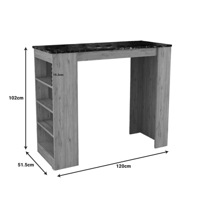 ΤΡΑΠΕΖΙ ΜΠΑΡ BIRMA 120X51.5X102ΕΚ OAK ΑΠΟΧΡΩΣΗ ΜΕ ΟΨΗ ΜΑΡΜΑΡΟΥ 