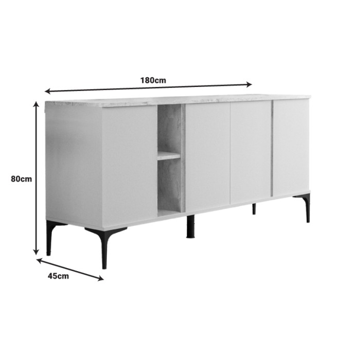 ΜΠΟΥΦΕΣ VETINE 180X45X80ΕΚ ΣΕ ΛΕΥΚΗ ΑΠΟΧΡΩΣΗ 