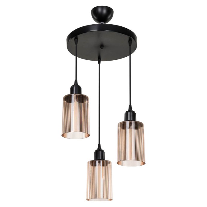 ΦΩΤΙΣΤΙΚΟ ΟΡΟΦΗΣ ΤΡΙΦΩΤΟ PWL-1195 PAKOWORLD Ε27 ΜΑΥΡΟ-AMBER Φ30X80ΕΚ