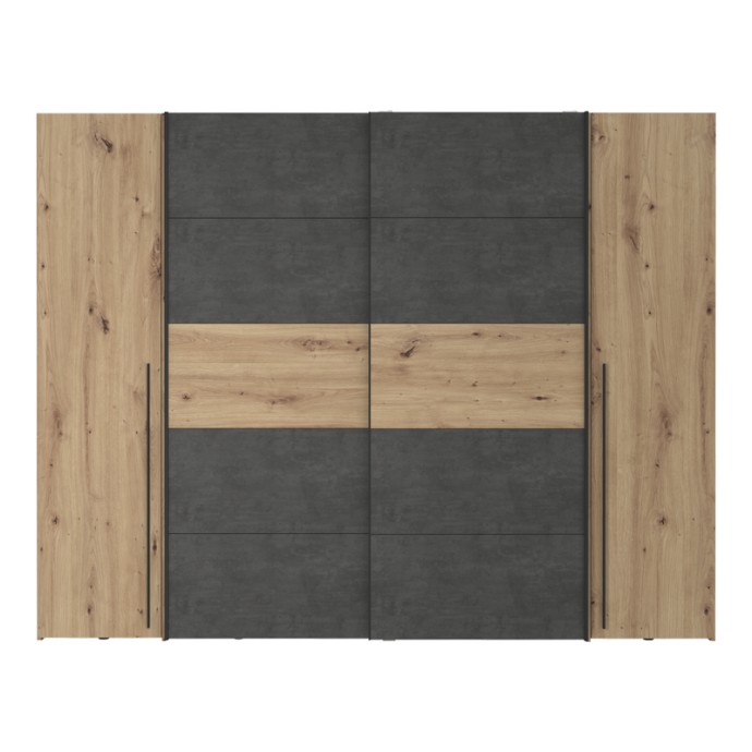 ΝΤΟΥΛΑΠΑ ΡΟΥΧΩΝ VERZO 270.5x61.5x210.5εκ ΤΕΤΡΑΦΥΛΛΗ OAK-ΑΝΘΡΑΚΙ ΜΕΛΑΜΙΝΗ