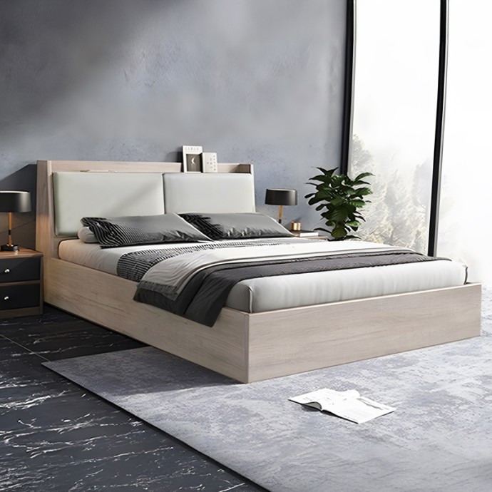 ΚΡΕΒΑΤΙ AKVARE ΔΙΠΛΟ 150X200ΕΚ MDF ΣΕ ΦΥΣΙΚΗ ΑΠΟΧΡΩΣΗ 