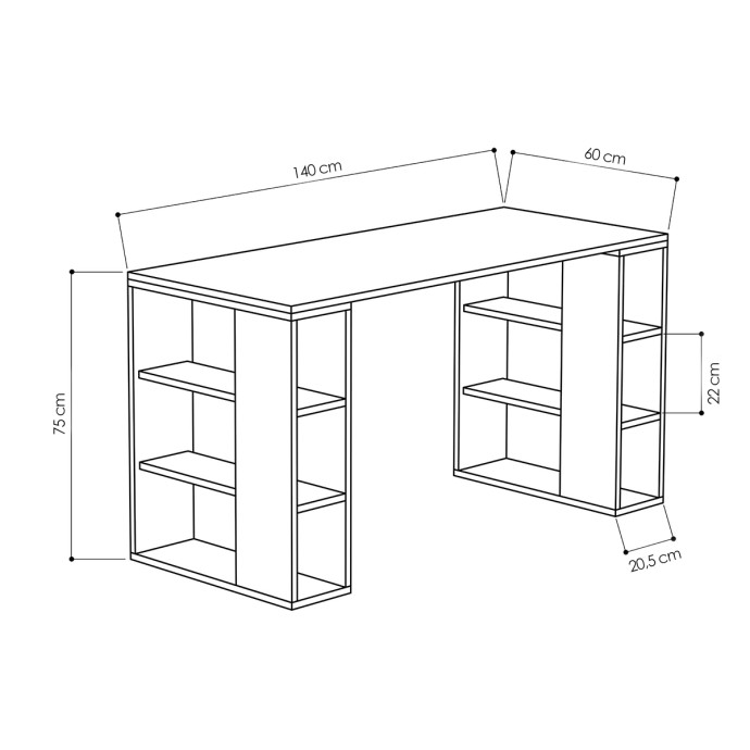 ΓΡΑΦΕΙΟ COLMAR 140x60x75εκ ΛΕΥΚΟ -ΣΚΟΥΡΟ ΦΥΣΙΚΟ