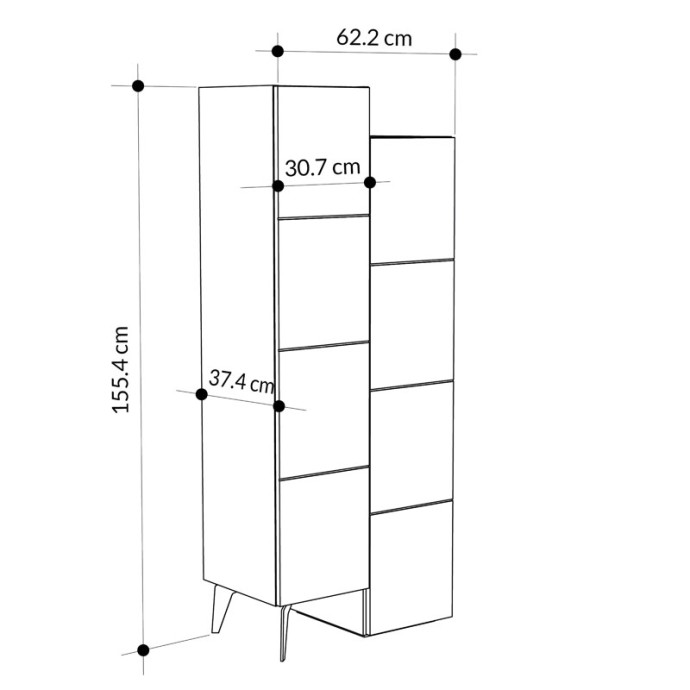 ΝΤΟΥΛΑΠΙ-ΣΤΗΛΗ ROMANE 62.2x37.4x155.4εκ ΦΥΣΙΚΟ 