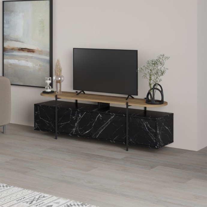 ΕΠΙΠΛΟ ΤΗΛΕΟΡΑΣΗΣ ONDINE 160x35.5x48εκ ΜΑΥΡΟ ΜΑΡΜΑΡΟ-ΦΥΣΙΚΟ 