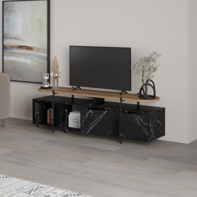 ΕΠΙΠΛΟ ΤΗΛΕΟΡΑΣΗΣ ONDINE 160x35.5x48εκ ΜΑΥΡΟ ΜΑΡΜΑΡΟ-ΦΥΣΙΚΟ 