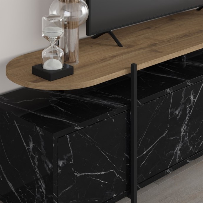 ΕΠΙΠΛΟ ΤΗΛΕΟΡΑΣΗΣ ONDINE 160x35.5x48εκ ΜΑΥΡΟ ΜΑΡΜΑΡΟ-ΦΥΣΙΚΟ 