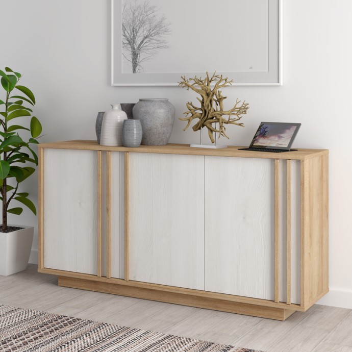 ΜΠΟΥΦΕΣ CHESTO 169.2X42X87ΕΚ ΜΕΛΑΜΙΝΗ ΣΕ ΛΕΥΚΗ ΚΑΙ OAK ΑΠΟΧΡΩΣΗ 