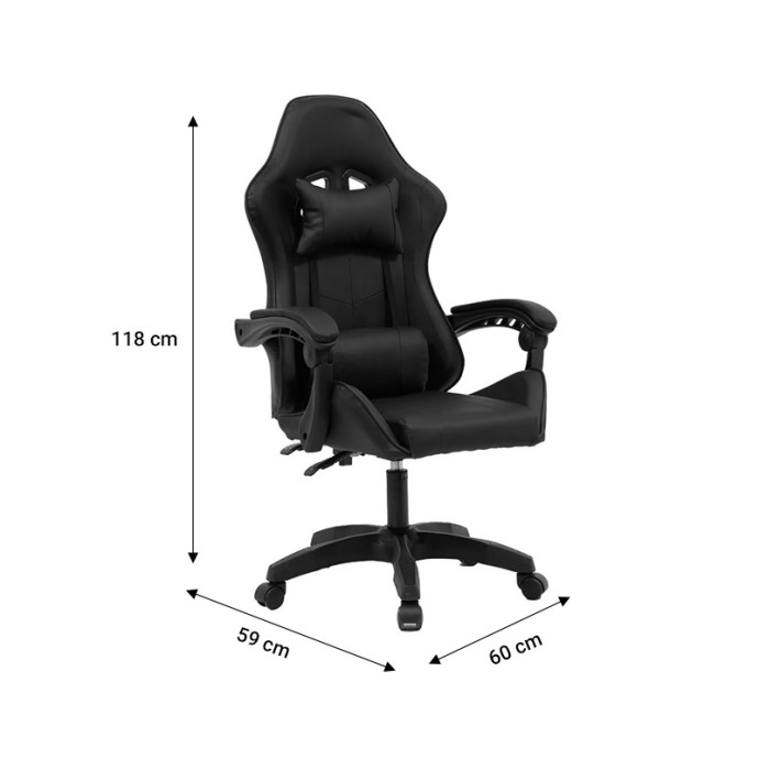 ΚΑΡΕΚΛΑ ΓΡΑΦΕΙΟΥ GAMING WILLIAM 60x59x118cm PU ΜΑΥΡΟ