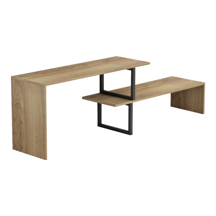 LILANT ΕΠΙΠΛΟ ΤΗΛΕΟΡΑΣΗΣ 110-160X30X45ΕΚ ΜΕΛΑΜΙΝΗ SONOMA|ΜΕΤΑΛΛΟ ΜΑΥΡΟ 