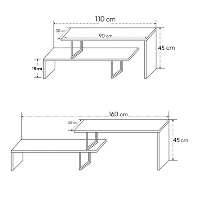 LILANT ΕΠΙΠΛΟ ΤΗΛΕΟΡΑΣΗΣ 110-160X30X45ΕΚ ΜΕΛΑΜΙΝΗ SONOMA|ΜΕΤΑΛΛΟ ΜΑΥΡΟ 