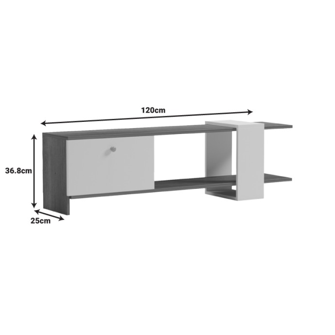 STANDI ΕΠΙΠΛΟ ΤΗΛΕΟΡΑΣΗΣ 120X25X36.8ΕΚ ΜΕΛΑΜΙΝΗ ΦΥΣΙΚΟ-ΛΕΥΚΟ