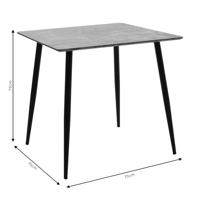 CUBA ΤΡΑΠΕΖΙ MDF 70x70x75εκ ΓΚΡΙ CEMENT-ΜΑΥΡΟ 