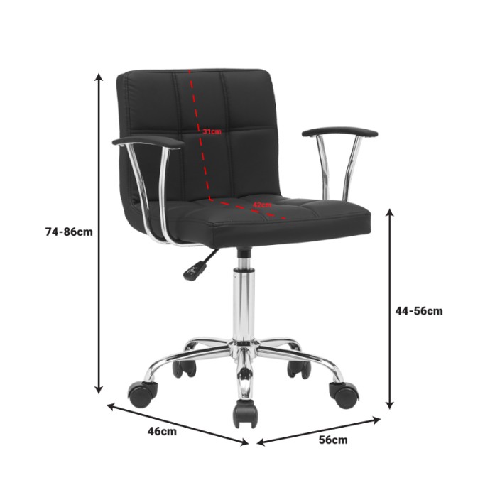 ΚΑΡΕΚΛΑ ΓΡΑΦΕΙΟΥ BULECO PU ΣΕ ΜΑΥΡΗ ΑΠΟΧΡΩΣΗ 56X46X74-86ΕΚ