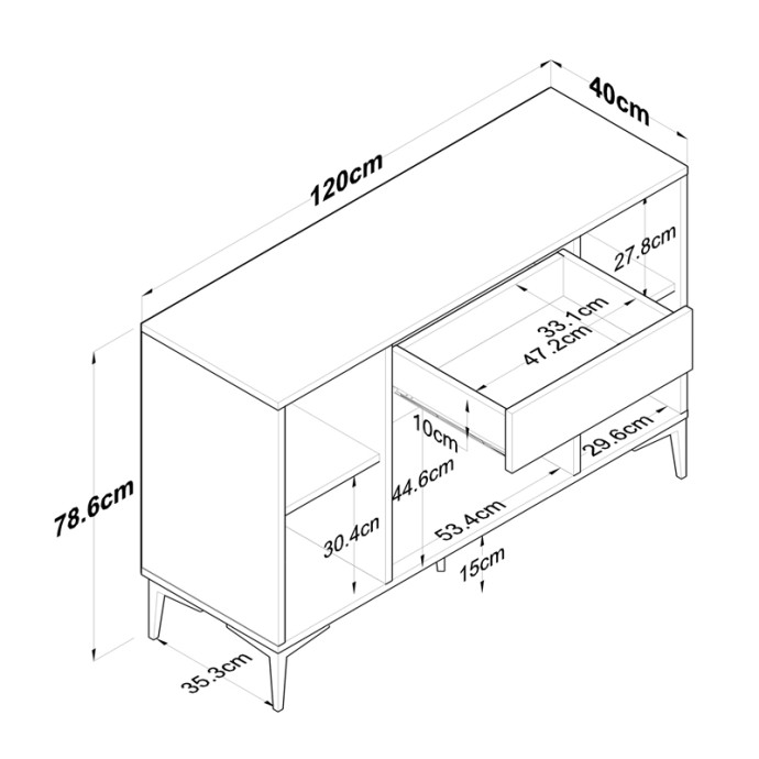 ΜΠΟΥΦΕΣ UBRON ΛΕΥΚΟ-ΚΑΡΥΔΙ ΜΕΛΑΜΙΝΗΣ 120X40X78.6ΕΚ