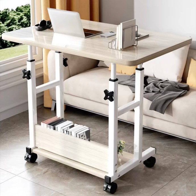 ΓΡΑΦΕΙΟ ΤΡΟΧΗΛΑΤΟ STOLU MDF-METAL ΣΕ ΦΥΣΙΚΟ-ΛΕΥΚΟ ΑΠΟΧΡΩΣΗ 60X40X68ΕΚ