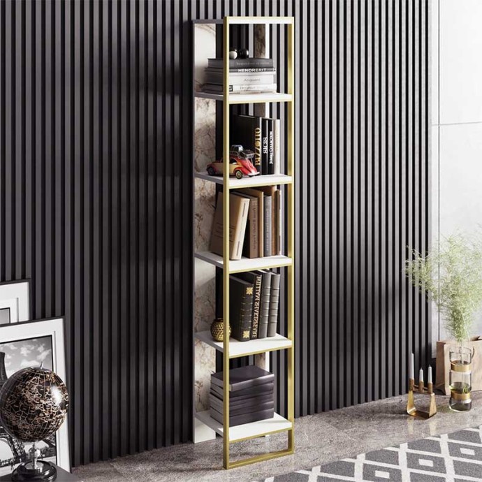 ΒΙΒΛΙΟΘΗΚΗ MARBLE ΧΡΩΜΑ ΛΕΥΚΟ ΜΑΡΜΑΡΟΥ-ΧΡΥΣΟ 32X31,5X178,5ΕΚ