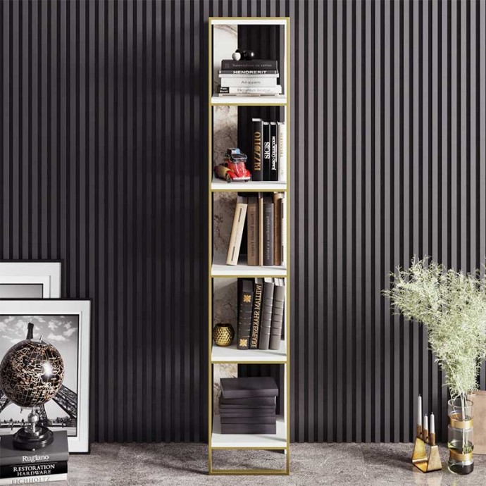 ΒΙΒΛΙΟΘΗΚΗ MARBLE ΧΡΩΜΑ ΛΕΥΚΟ ΜΑΡΜΑΡΟΥ-ΧΡΥΣΟ 32X31,5X178,5ΕΚ