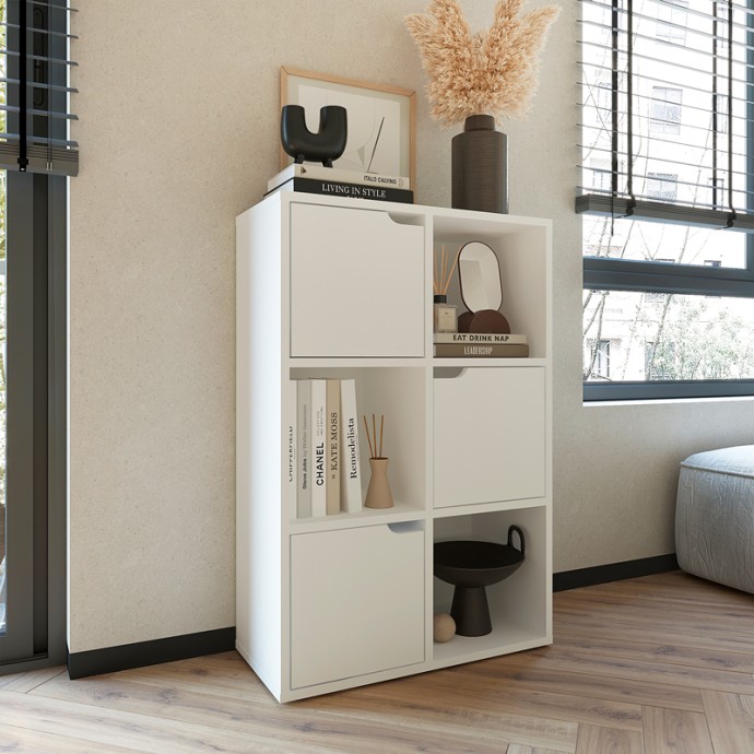ΒΙΒΛΙΟΘΗΚΗ BOOKEL ΜΕΛΑΜΙΝΗΣ ΣΕ ΛΕΥΚΗ ΑΠΟΧΡΩΣΗ 59.5X27.5X89ΕΚ