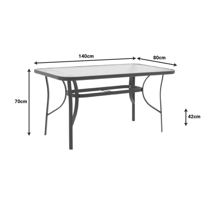 ΤΡΑΠΕΖΙ ENSURE ΜΕΤΑΛΛΟ ΚΑΦΕ-ΓΥΑΛΙ 140X80X70ΕΚ