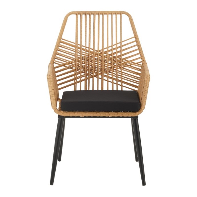 ΠΟΛΥΘΡΟΝΑ TANISH RATTAN ΦΥΣΙΚΟ-ΠΟΔΙ ΜΑΥΡΟ ΜΕΤΑΛΛΟ 58X58.5X87ΕΚ