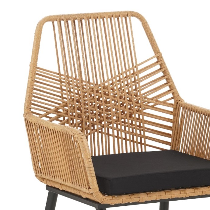 ΠΟΛΥΘΡΟΝΑ TANISH RATTAN ΦΥΣΙΚΟ-ΠΟΔΙ ΜΑΥΡΟ ΜΕΤΑΛΛΟ 58X58.5X87ΕΚ