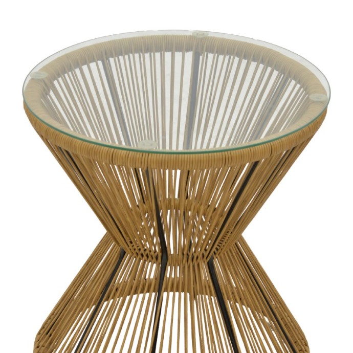 ΤΡΑΠΕΖΙ MABIL RATTAN ΦΥΣΙΚΟ-ΓΥΑΛΙ Φ50X55ΕΚ