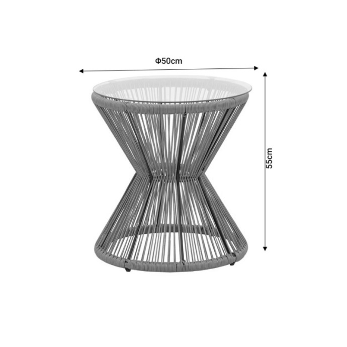 ΤΡΑΠΕΖΙ MABIL RATTAN ΦΥΣΙΚΟ-ΓΥΑΛΙ Φ50X55ΕΚ