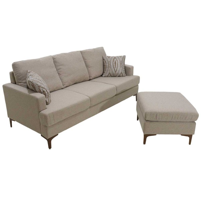 ΓΩΝΙΑΚΟΣ ΚΑΝΑΠΕΣ ΜΕ ΣΚΑΜΠΟ SLIM 185X140X70ΕΚ ΥΦΑΣΜΑ ΜΠΕΖ ΜΕ ΜΑΞΙΛΑΡΙΑ 