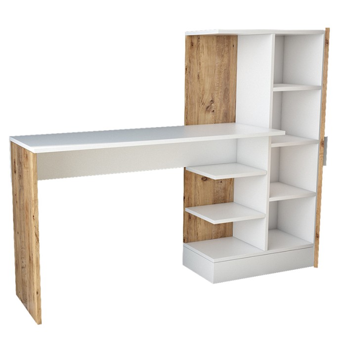 ΓΡΑΦΕΙΟ-ΡΑΦΙΕΡΑ KARY ΛΕΥΚΟ-OAK 152,5X40X120ΕΚ