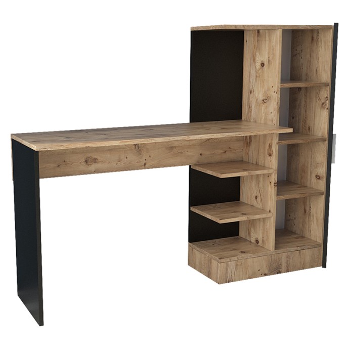 ΓΡΑΦΕΙΟ-ΡΑΦΙΕΡΑ KARY ΜΑΥΡΟ-OAK 152,5X40X120ΕΚ