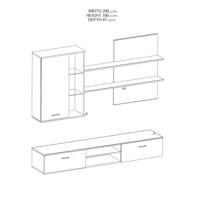 ΣΥΝΘΕΤΟ ΣΑΛΟΝΙΟΥ SALOME PAKOWORLD LED WENGE 200X41X190ΕΚ