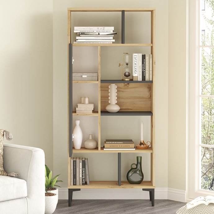 ΒΙΒΛΙΟΘΗΚΗ NEVILLE ΦΥΣΙΚΟ-ΑΝΘΡΑΚΙ 72X25X163.3ΕΚ