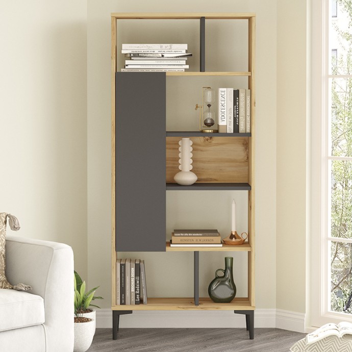 ΒΙΒΛΙΟΘΗΚΗ NEVILLE ΦΥΣΙΚΟ-ΑΝΘΡΑΚΙ 72X25X163.3ΕΚ