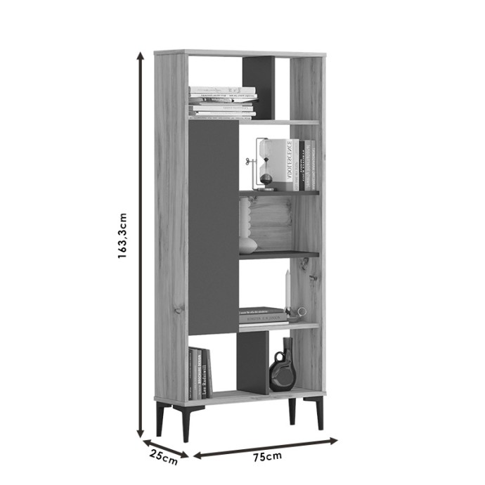 ΒΙΒΛΙΟΘΗΚΗ NEVILLE ΦΥΣΙΚΟ-ΑΝΘΡΑΚΙ 72X25X163.3ΕΚ