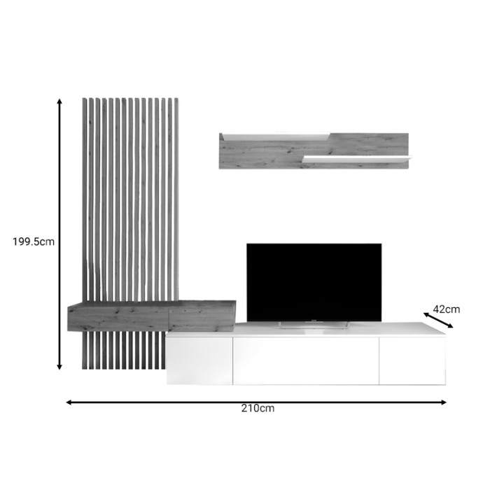 ΣΥΝΘΕΤΟ ΣΑΛΟΝΙΟΥ LITENDE SONOMA-ΛΕΥΚΟ ΜΕΛΑΜΙΝΗΣ 210X42X199.5ΕΚ