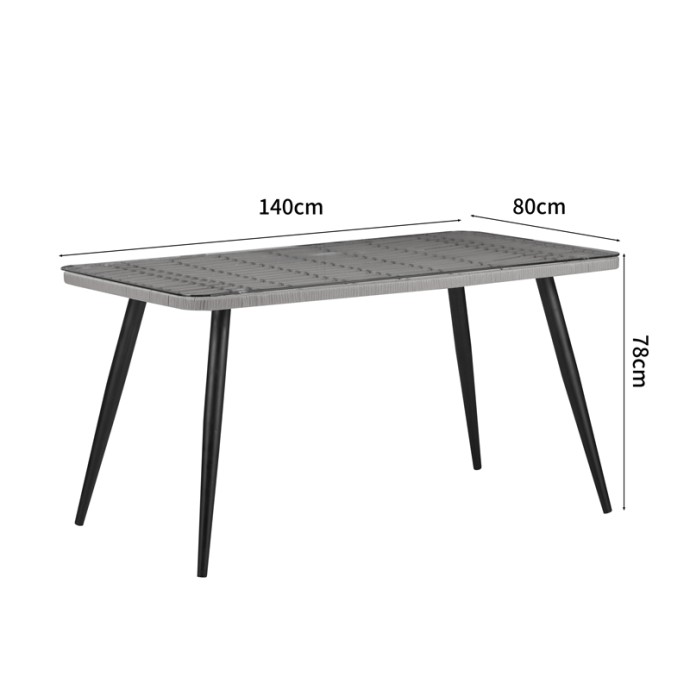 NAOKI ΤΡΑΠΕΖΙ ΓΥΑΛΙΝΟ- PE RATTAN 140X80X78ΕΚ ΦΥΣΙΚΗ ΑΠΟΧΡΩΣΗ ΜΕ ΜΑΥΡΑ ΠΟΔΙΑ 