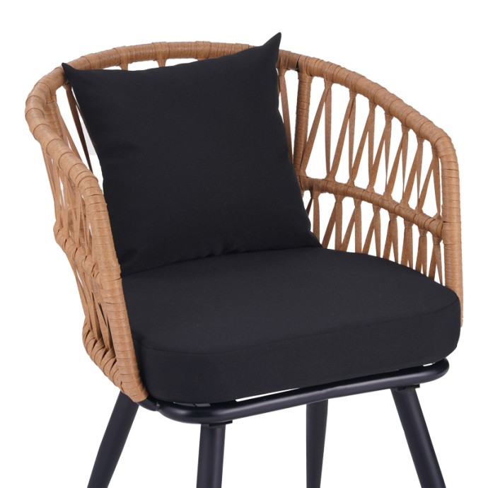 NAOKI ΠΟΛΥΘΡΟΝΑ PE 62X60X80ΕΚ RATTAN -METAL ΣΕ ΦΥΣΙΚΗ ΑΠΟΧΡΩΣΗ ΜΕ ΜΑΥΡΑ ΠΟΔΙΑ/ΜΑΞΙΛΑΡΙ 