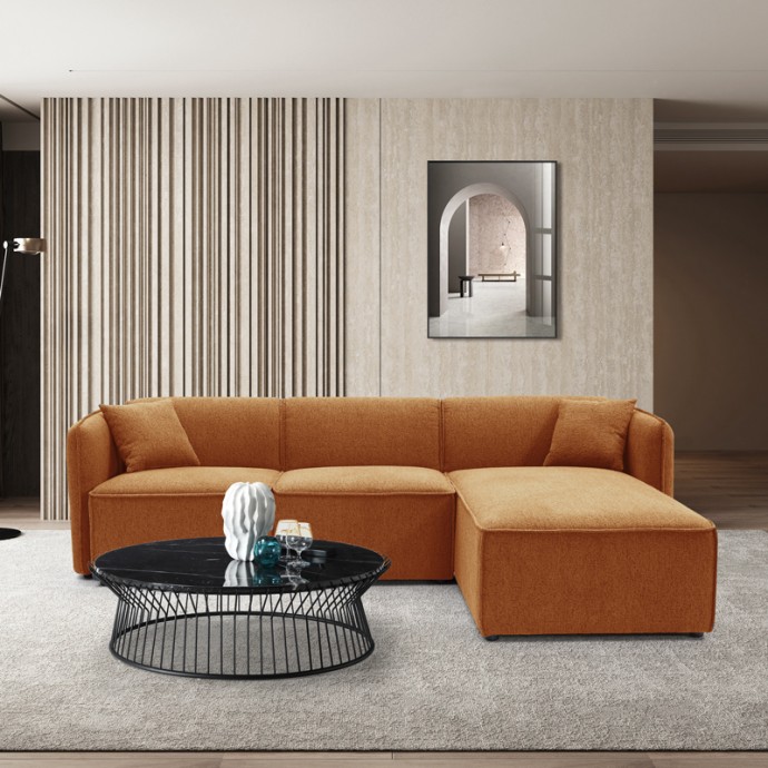 SOOFA ΓΩΝΙΑΚΟΣ KΑΝΑΠΕΣ ΑΝΑΣΤΡΕΨΙΜΟΣ 270X163X74ΕΚ ΥΦΑΣΜΑ ΠΟΡΤΟΚΑΛΙ 
