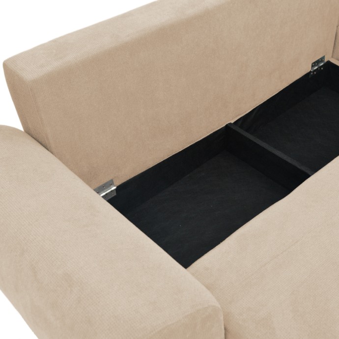 SETTEE ΓΩΝΙΑΚΟΣ KΑΝΑΠΕΣ ΚΡΕΒΑΤΙ 286X204X93ΕΚ ΑΝΑΣΤΡΕΨΙΜΟΣ ΜΕ ΑΠΟΘΗΚΕΥΤΙΚΟ ΧΩΡΟ ΥΦΑΣΜΑ ΜΠΕΖ 