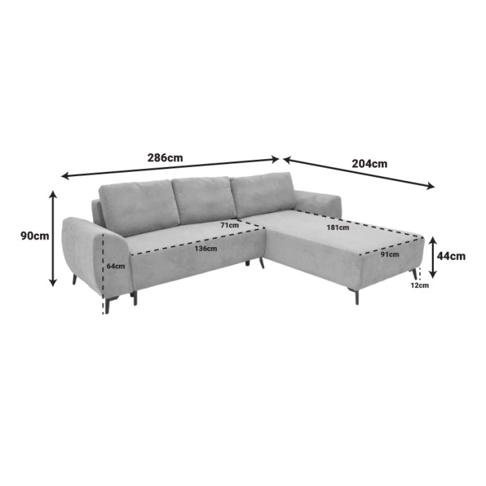 SETTEE ΓΩΝΙΑΚΟΣ KΑΝΑΠΕΣ ΚΡΕΒΑΤΙ 286X204X93ΕΚ ΑΝΑΣΤΡΕΨΙΜΟΣ ΜΕ ΑΠΟΘΗΚΕΥΤΙΚΟ ΧΩΡΟ ΥΦΑΣΜΑ ΜΠΕΖ 