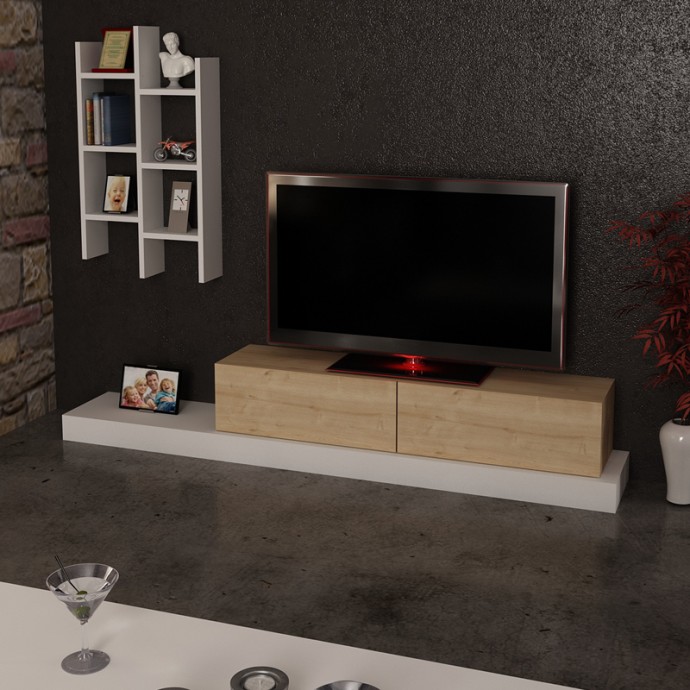 RUMBA ΕΠΙΠΛΟ ΤΗΛΕΟΡΑΣΗΣ 180X30X31ΕΚ ΣΕ ΛΕΥΚΗ-OAK ΑΠΟΧΡΩΣΗ 
