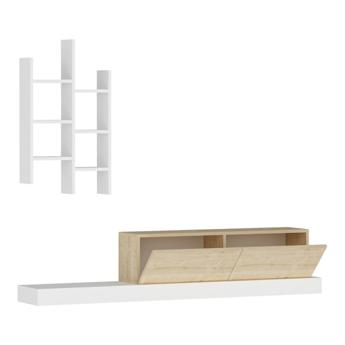 RUMBA ΕΠΙΠΛΟ ΤΗΛΕΟΡΑΣΗΣ 180X30X31ΕΚ ΣΕ ΛΕΥΚΗ-OAK ΑΠΟΧΡΩΣΗ 