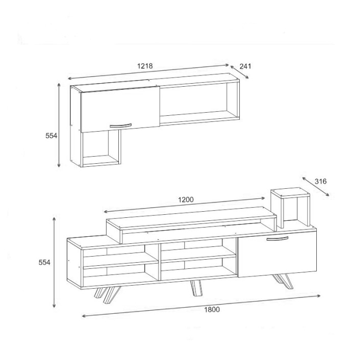 VISAO ΣΥΝΘΕΣΗ ΣΑΛΟΝΙΟΥ 180X32X55ΕΚ ΛΕΥΚΟ-ΚΑΡΥΔΙ 