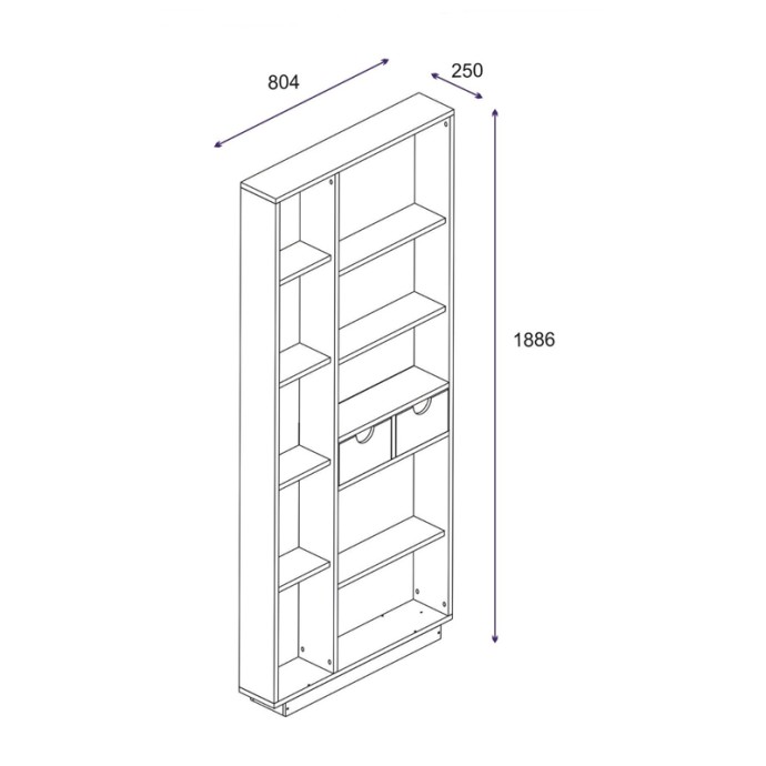 DAKIN ΒΙΒΛΙΟΘΗΚΗ ΜΕ ΣΥΡΤΑΡΙΑ 80X25X190ΕΚ ΑΠΟΧΡΩΣΗ OAK 
