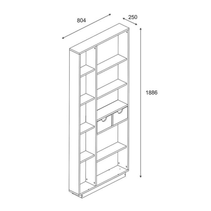 DAKIN ΒΙΒΛΙΟΘΗΚΗ ΜΕ ΣΥΡΤΑΡΙΑ 80X25X190ΕΚ ΑΠΟΧΡΩΣΗ OAK 